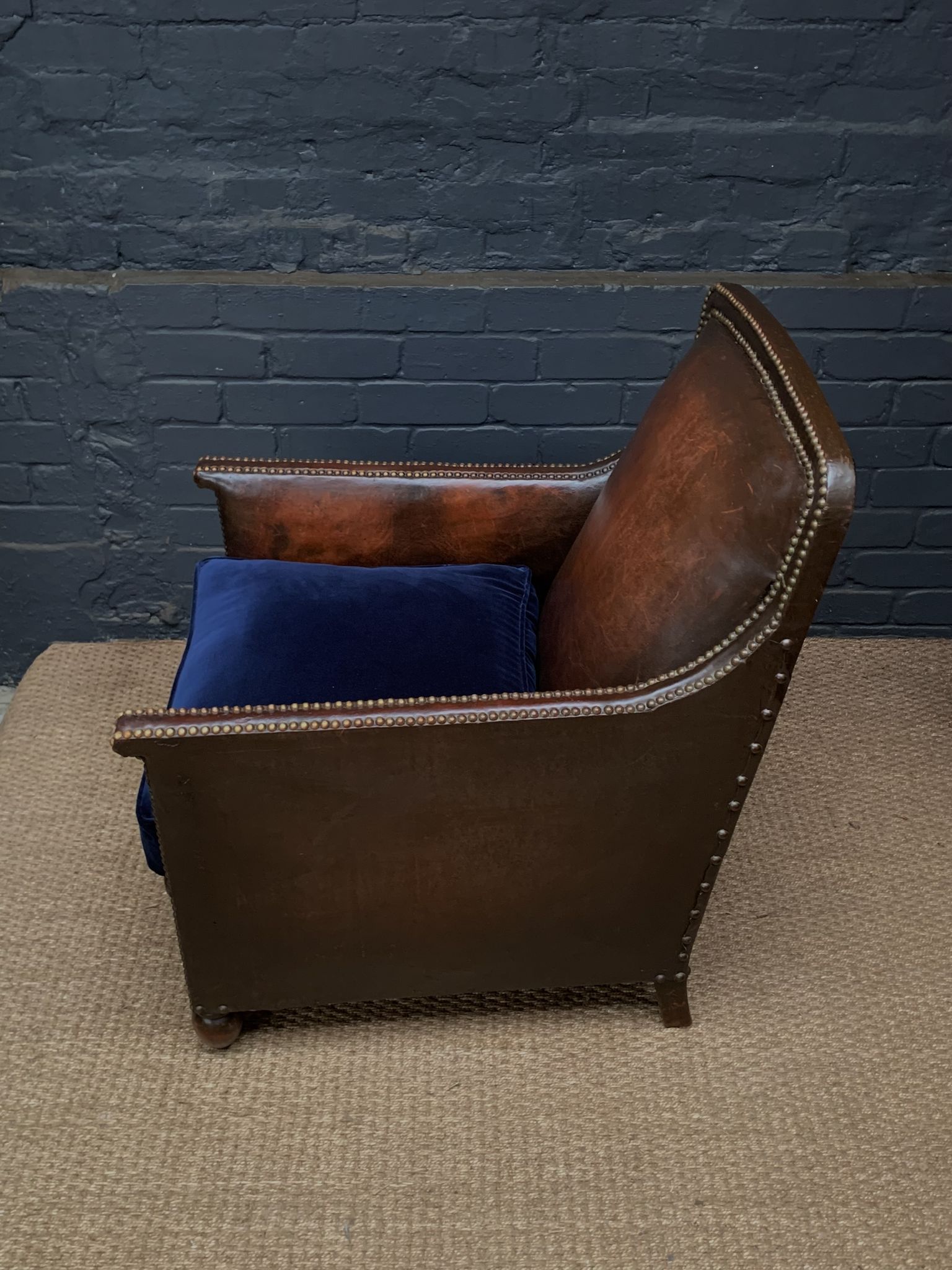 French leather club chair normandy model c1910-1930