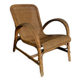 Wicker and rattan armchair