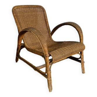 Wicker and rattan armchair