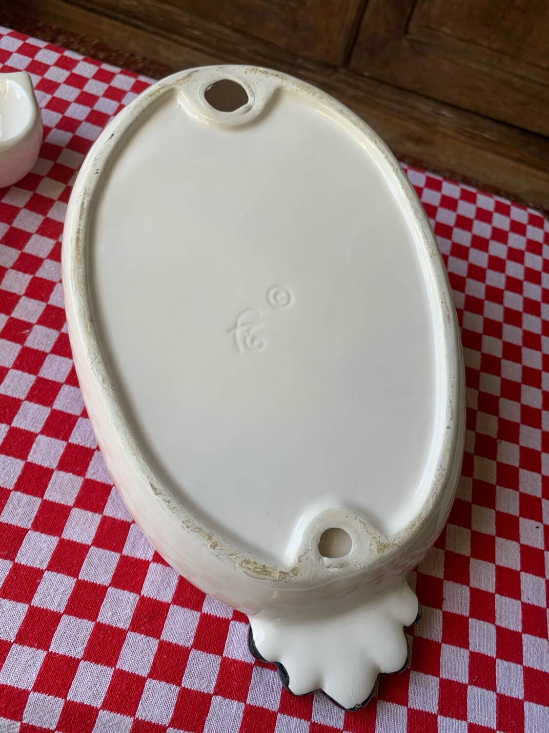 Dish and egg cups with chick designs