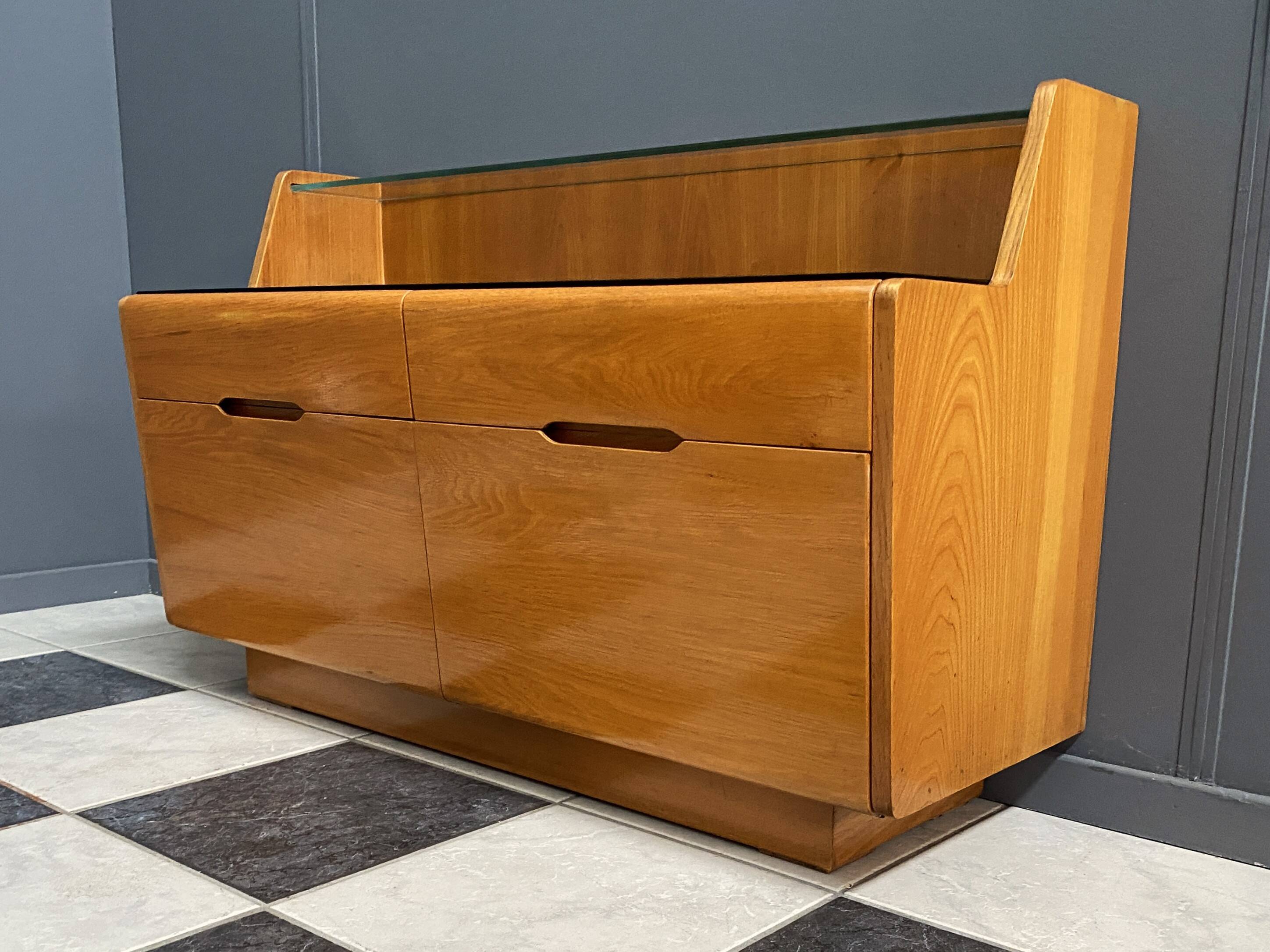 lowboard  with black glass top 1960s