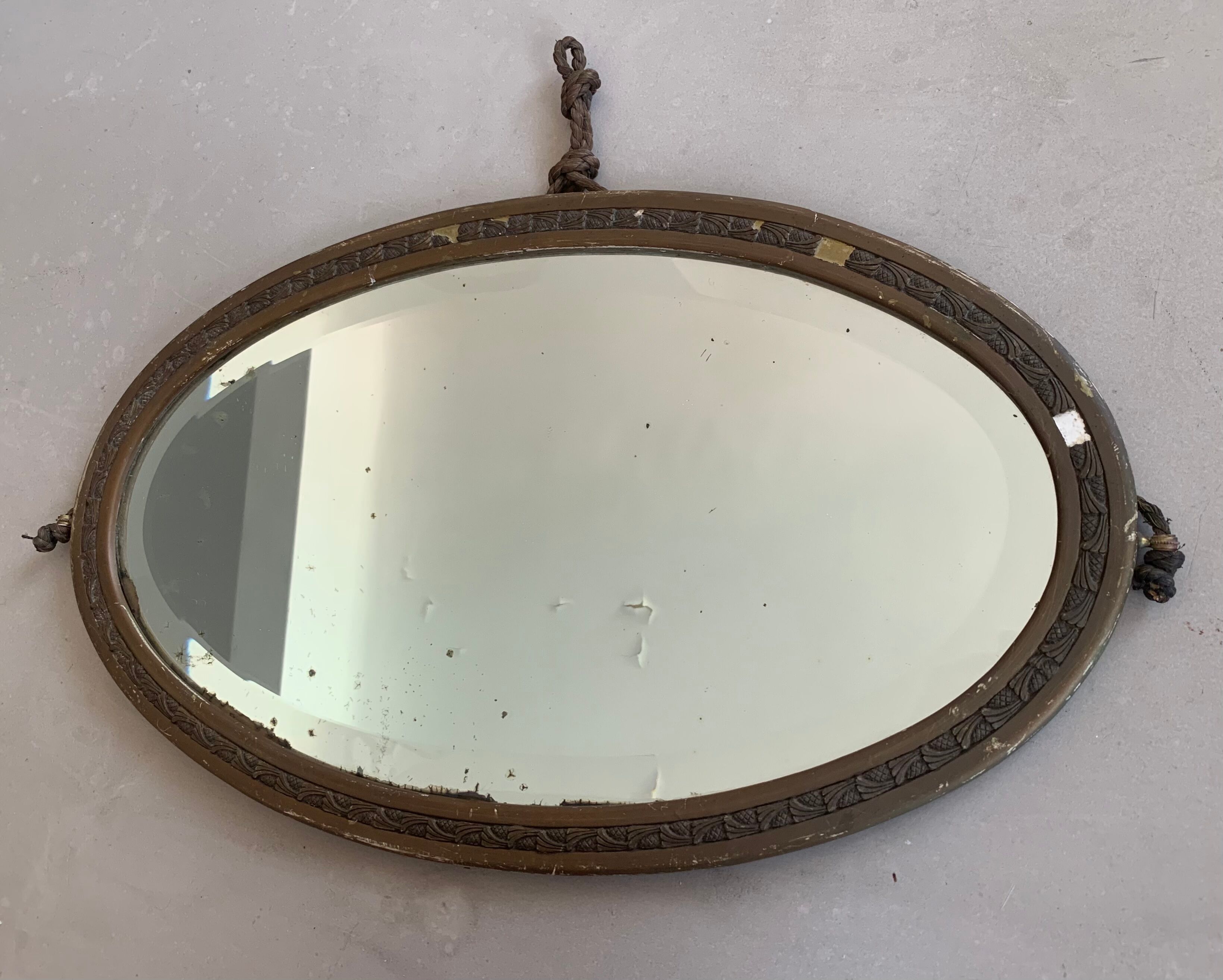 Antique beveled oval mirror 65cm
