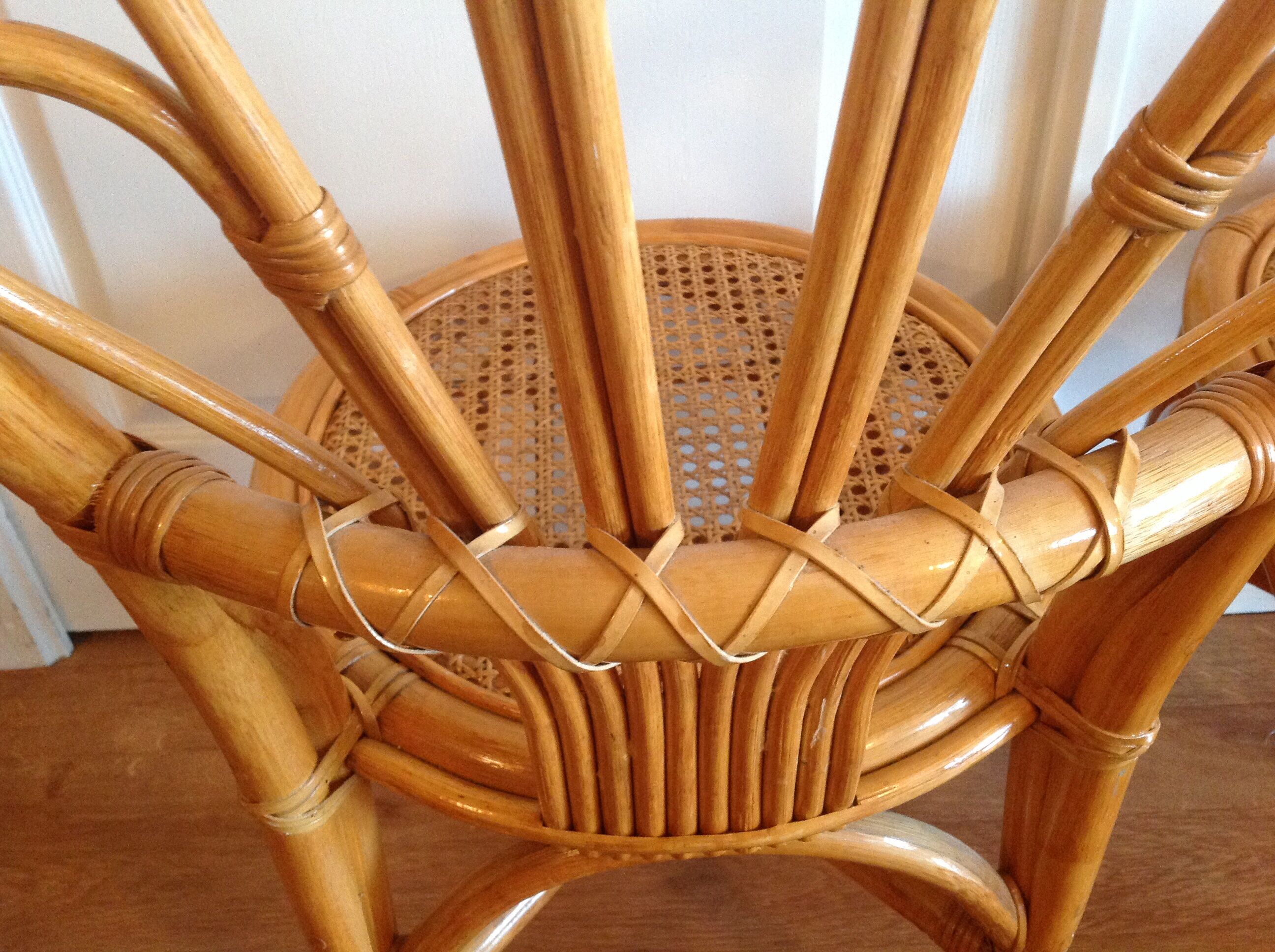 4 chairs rattan wicker canned vintage