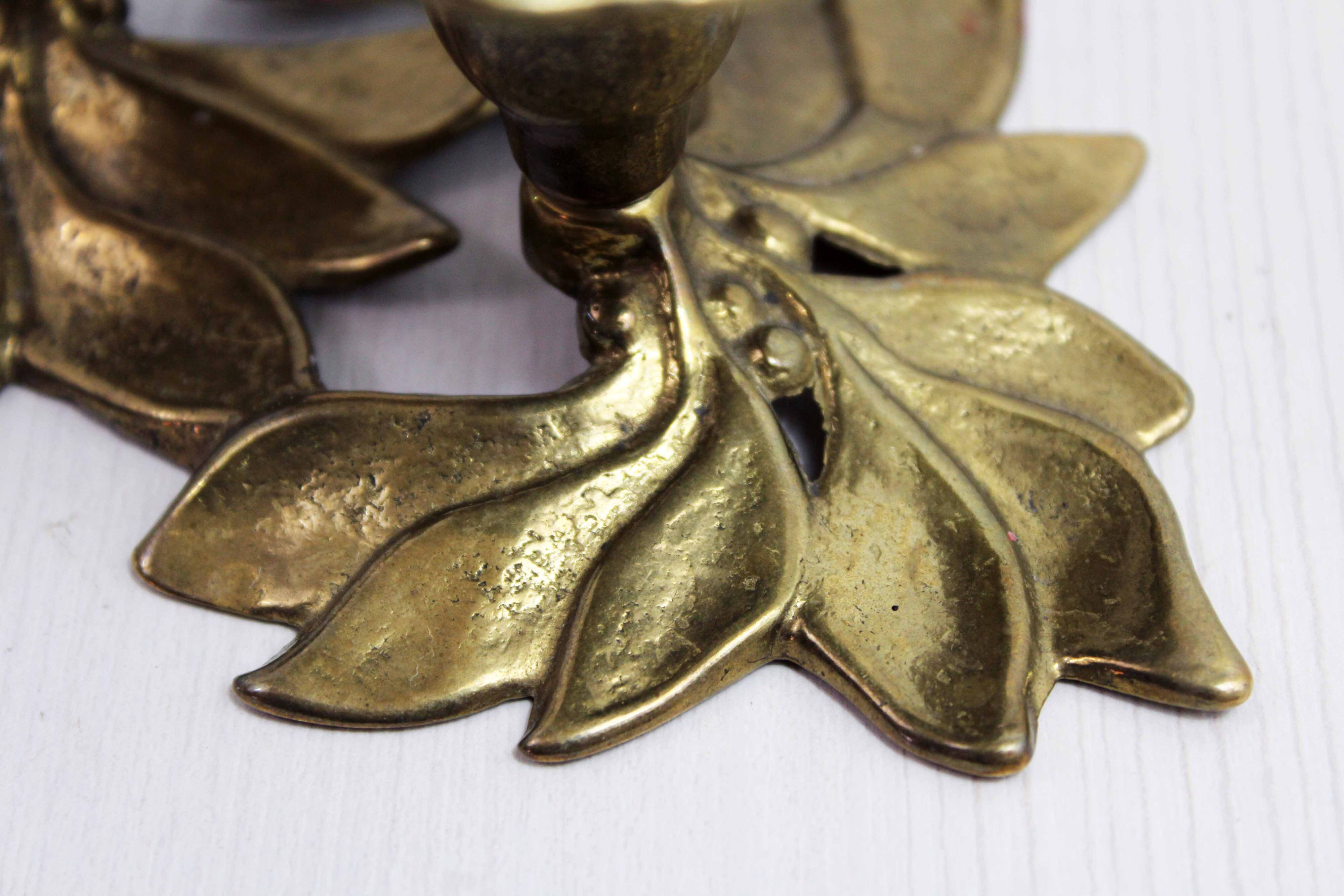 Brass flower candle holder