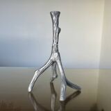 Brutalist "tree" candle holder in cast aluminum from the 70s