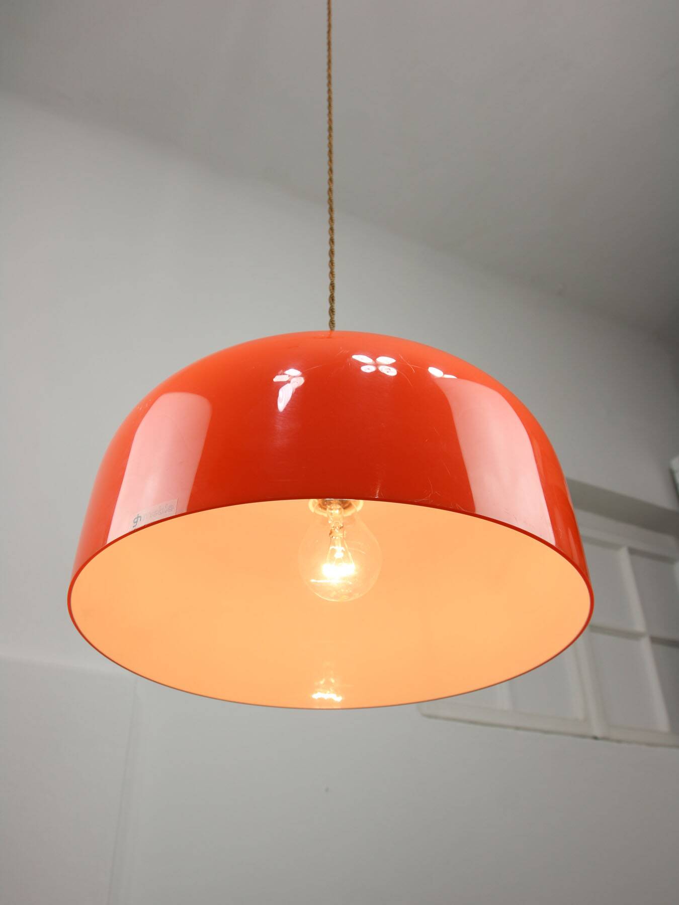 Space Age Orange Pendant Lamp from Guzzini, 1960s