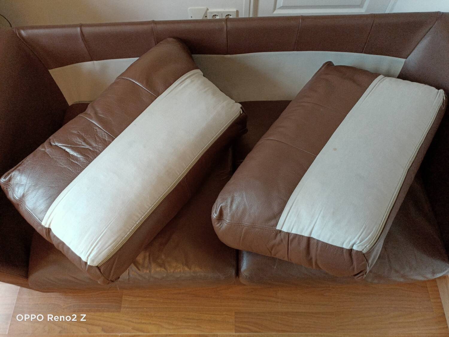 Brown leather sofa