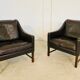 Fauteuils en cuir et palissandre de Fredrik Kayser des années 50 – cuir marron