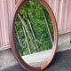 Miroir ovale vintage en bois massif 1960 82x60cm