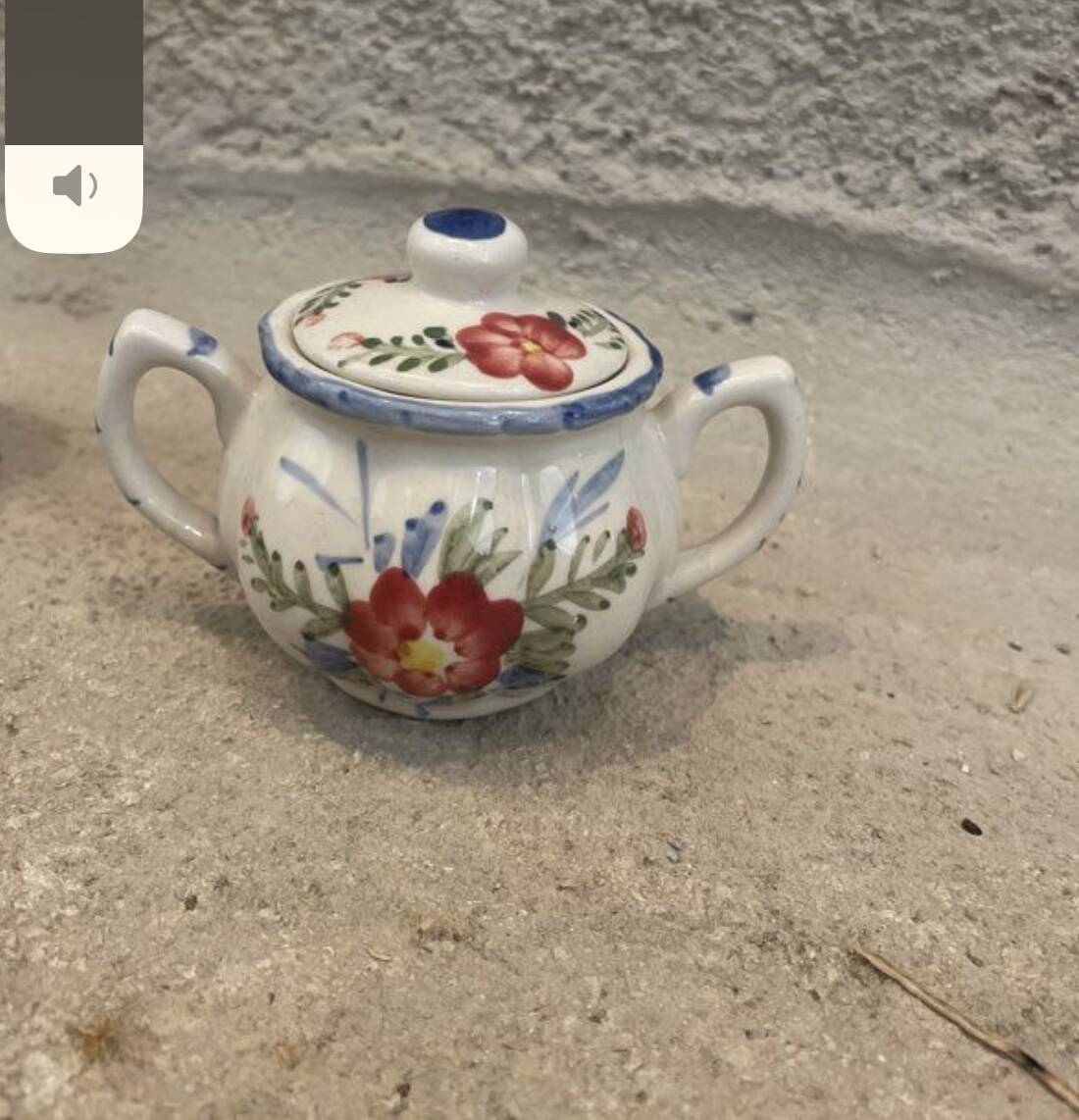 Lunch set - milk jug, sugar bowl and two dishes - vintage earthenware