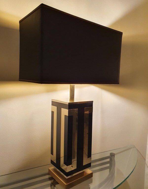 Lampe en laiton doré années 70 (Maison Jansen?) dans le style de Willy Rizzo / Roméo Rega