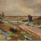 Huile sur toile suédoise – “Paysage” par Budde Nielsen – Signée et encadrée