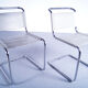 Set of 2  italian grey leather cantilever seats