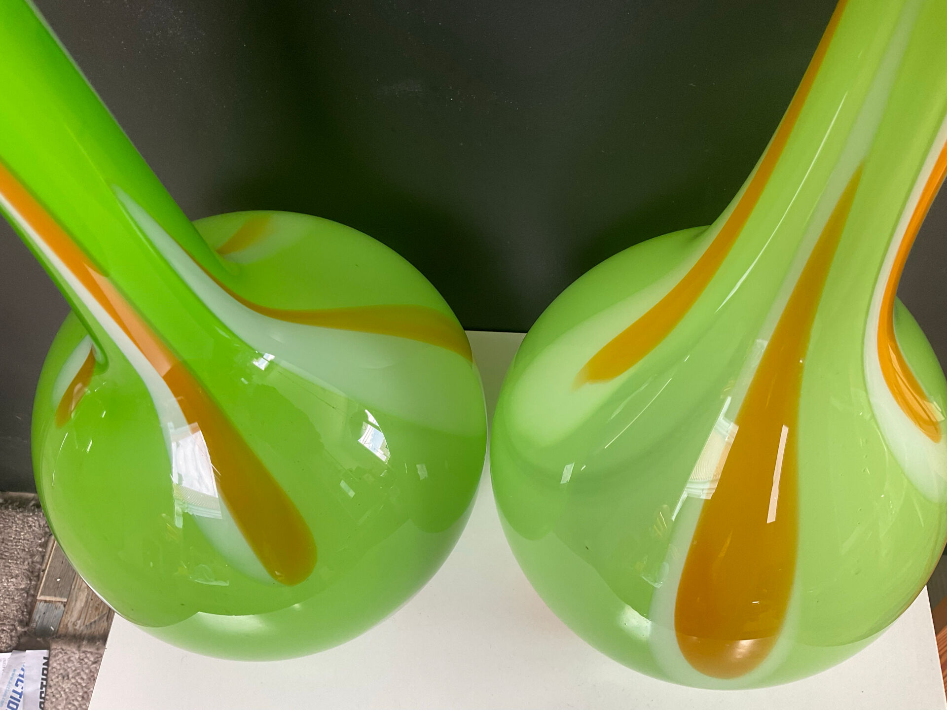 Pair of large flower vases in glass paste from the 70s-80s.
