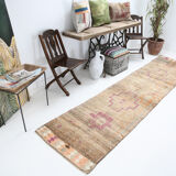 1960s antique wool vintage runner rug