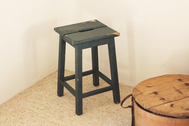 Antique French wooden stool