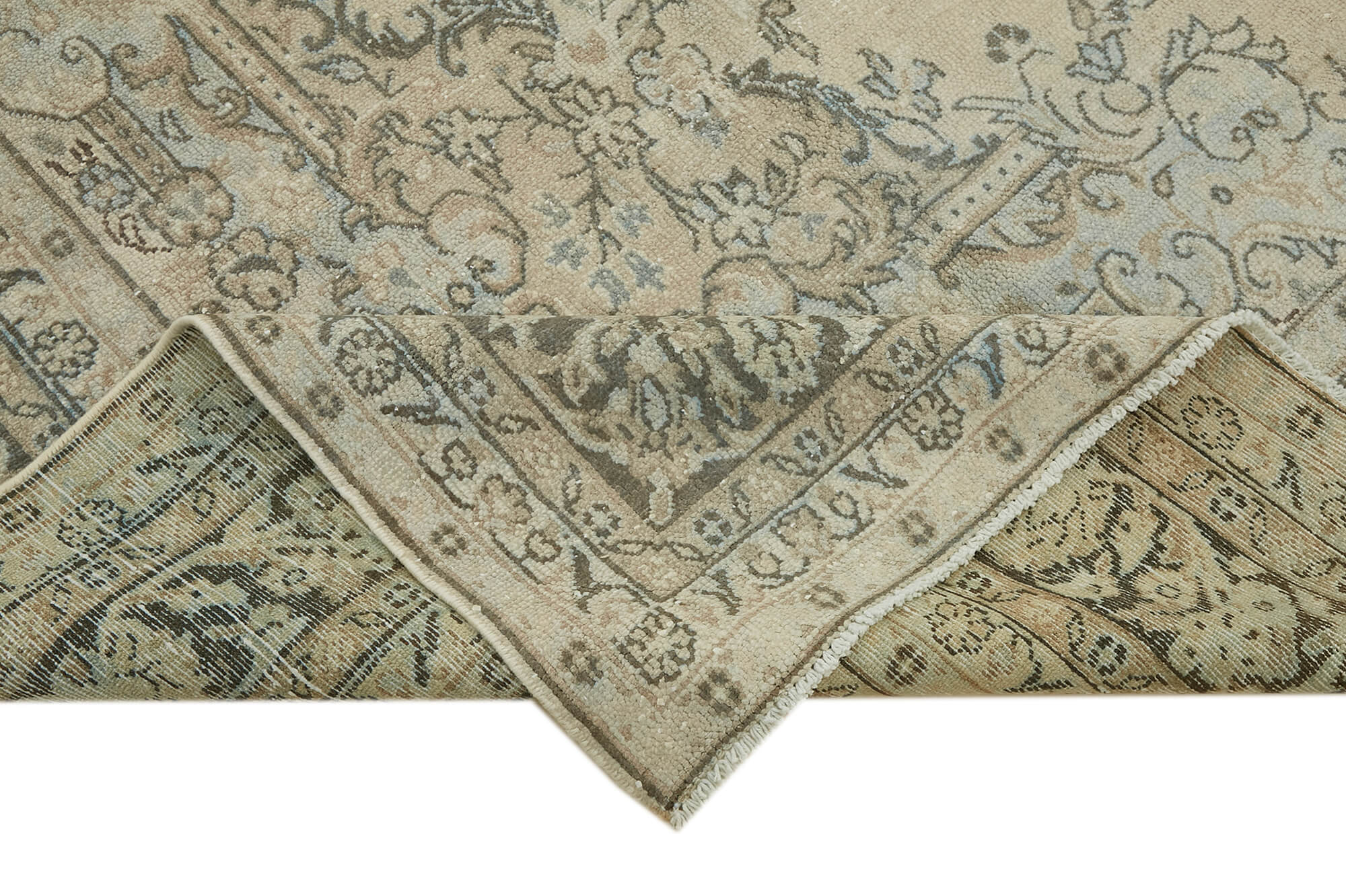 Handmade oriental unique 1980s 319 cm x 423 cm beige wool carpet