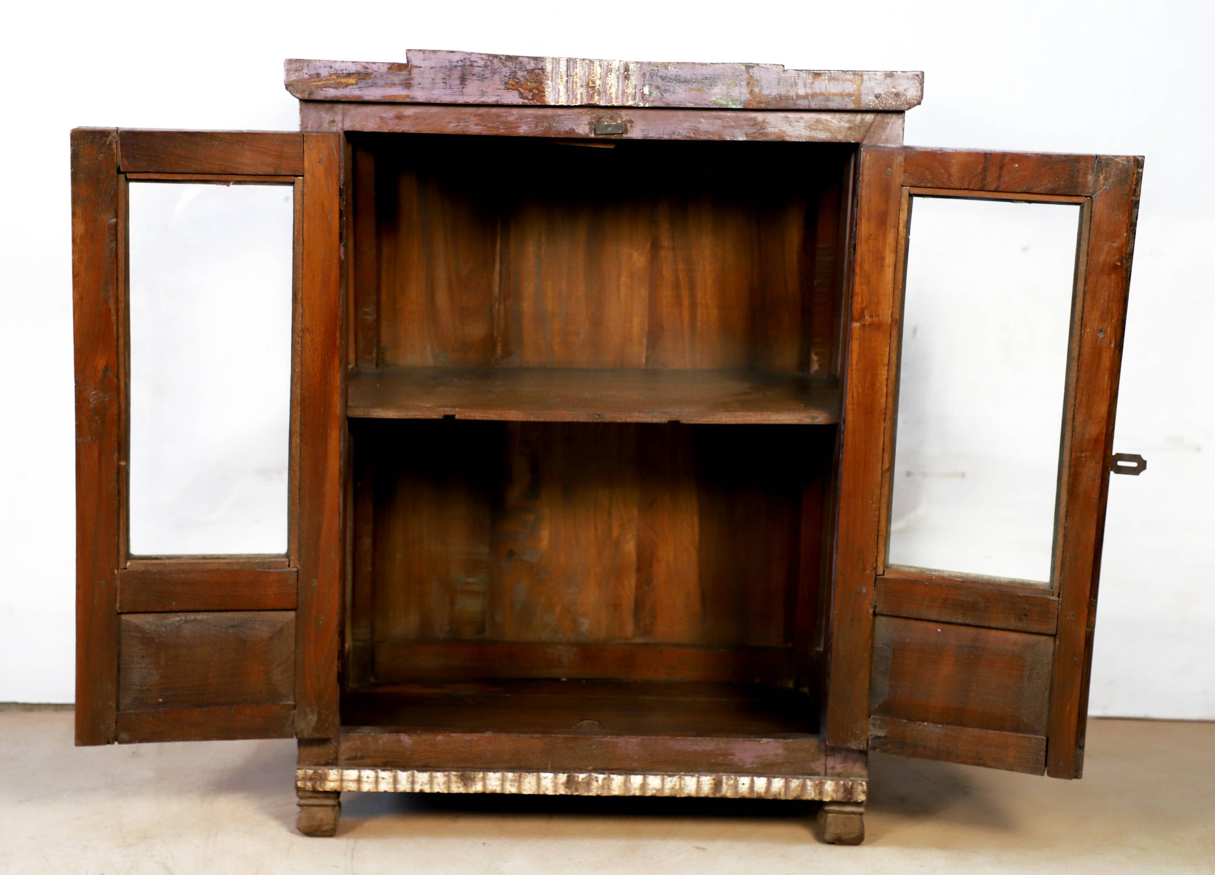 Antique Burmese teak sideboard with original mauve patina