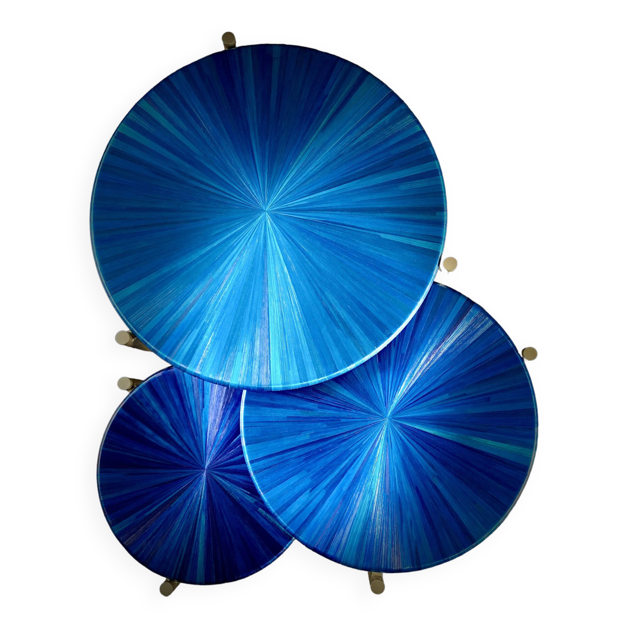 Straw marquetry nesting tables