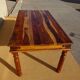 Solid wood and wrought iron table