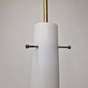 Stilnovo Pendant in Milk Glass and Brass, Italy 1960's