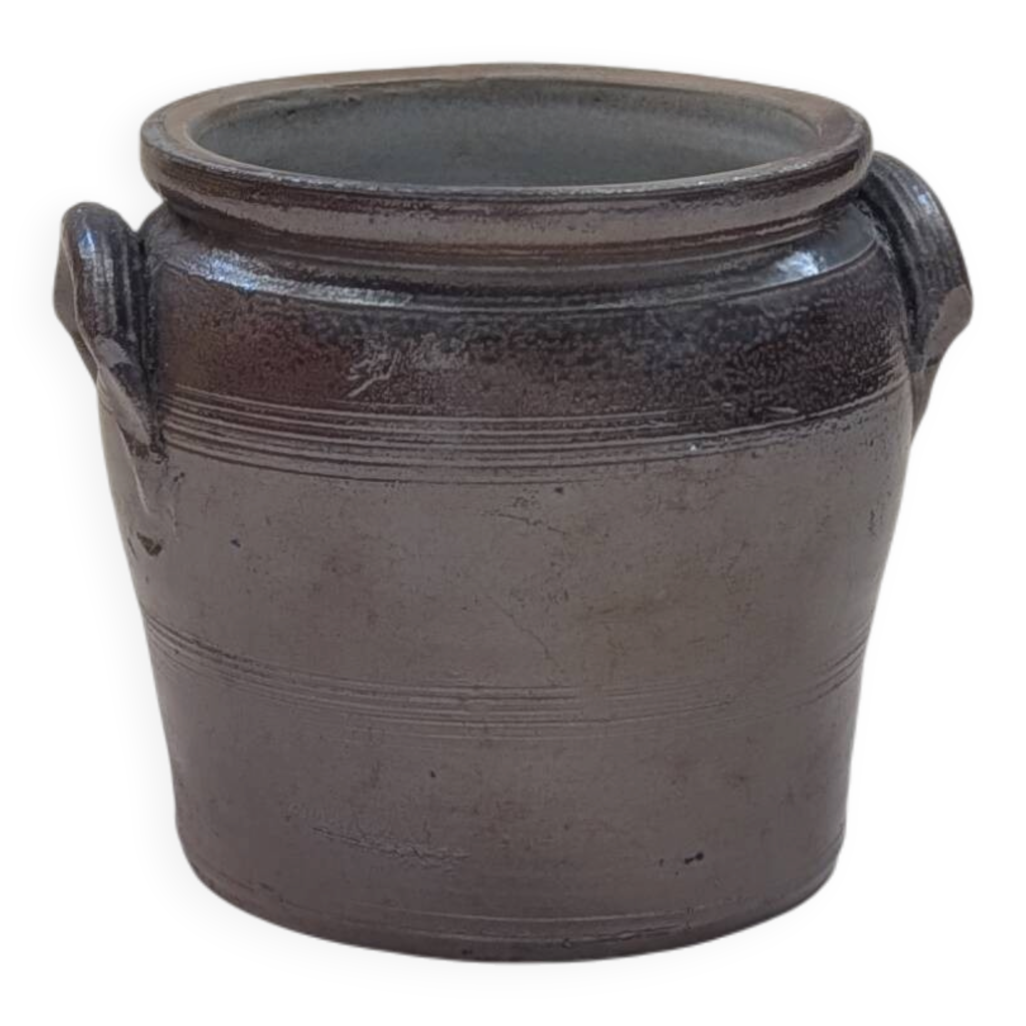 Brown glazed stoneware pot — Antique pottery