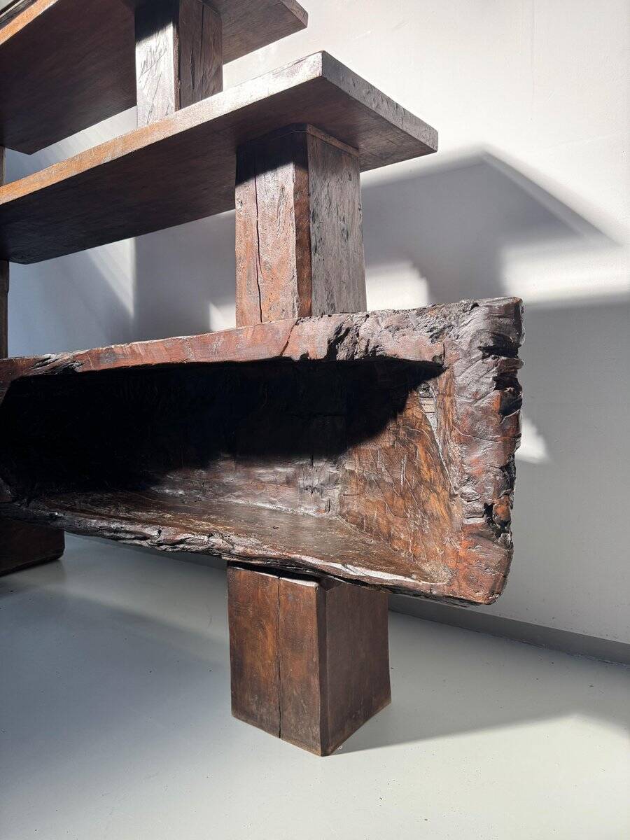 Vintage Brazilian folk art handmade wall cabinet in Cumaru wood, 1960s