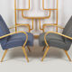 Set of 2  grey and blue lounge armchairs 1960s