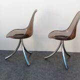 Pair of designer altuglas chairs, chrome base, vintage 1970