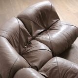 Patate modular sofa in original light brown leather, Airborne France 1970s