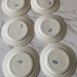 Set of 6 iron earth flat plates with stamped blue patterns