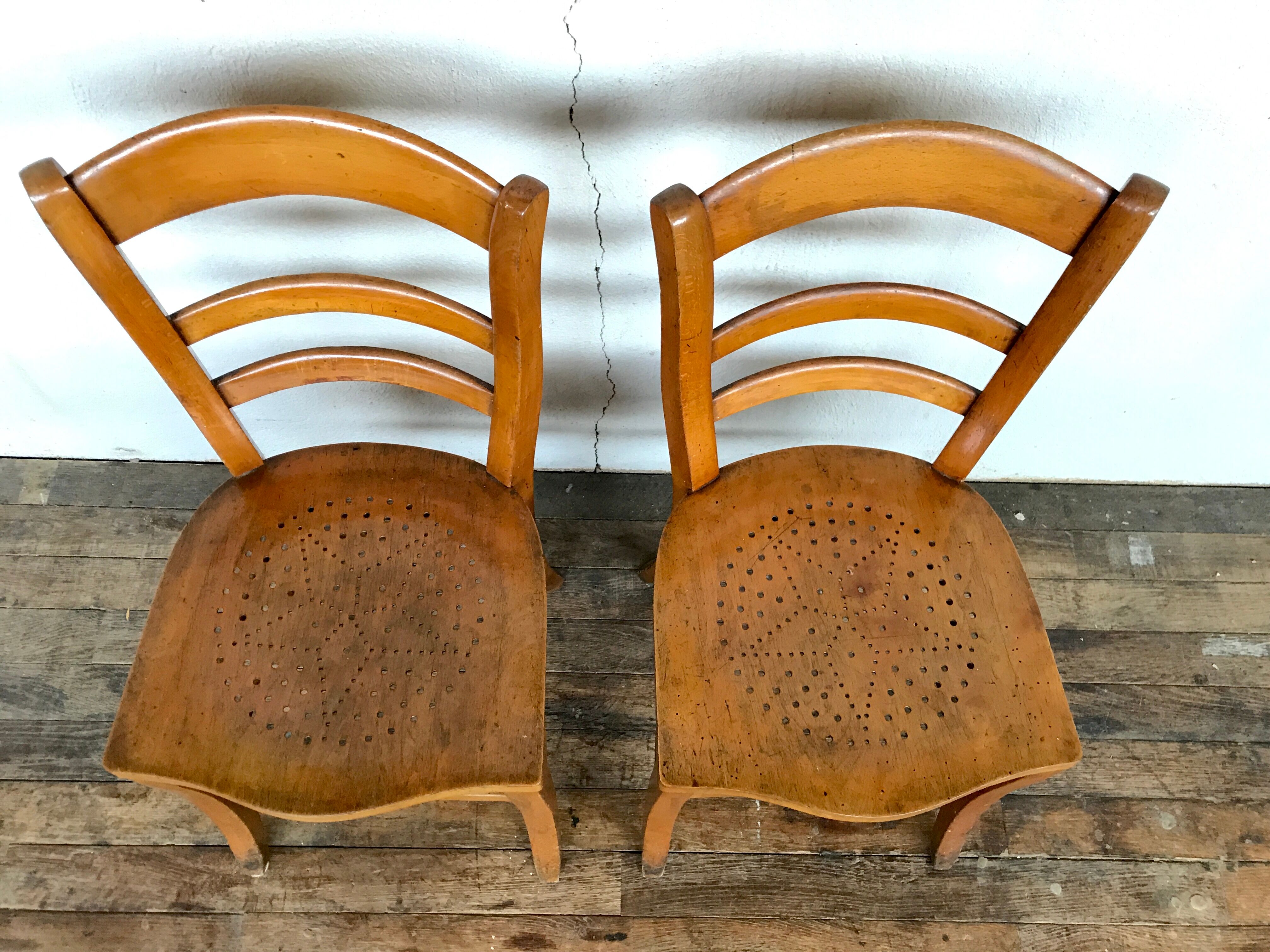 Pair of wooden chair bistro bistro vintage retro bohemian beech light