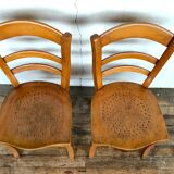 Pair of wooden chair bistro bistro vintage retro bohemian beech light