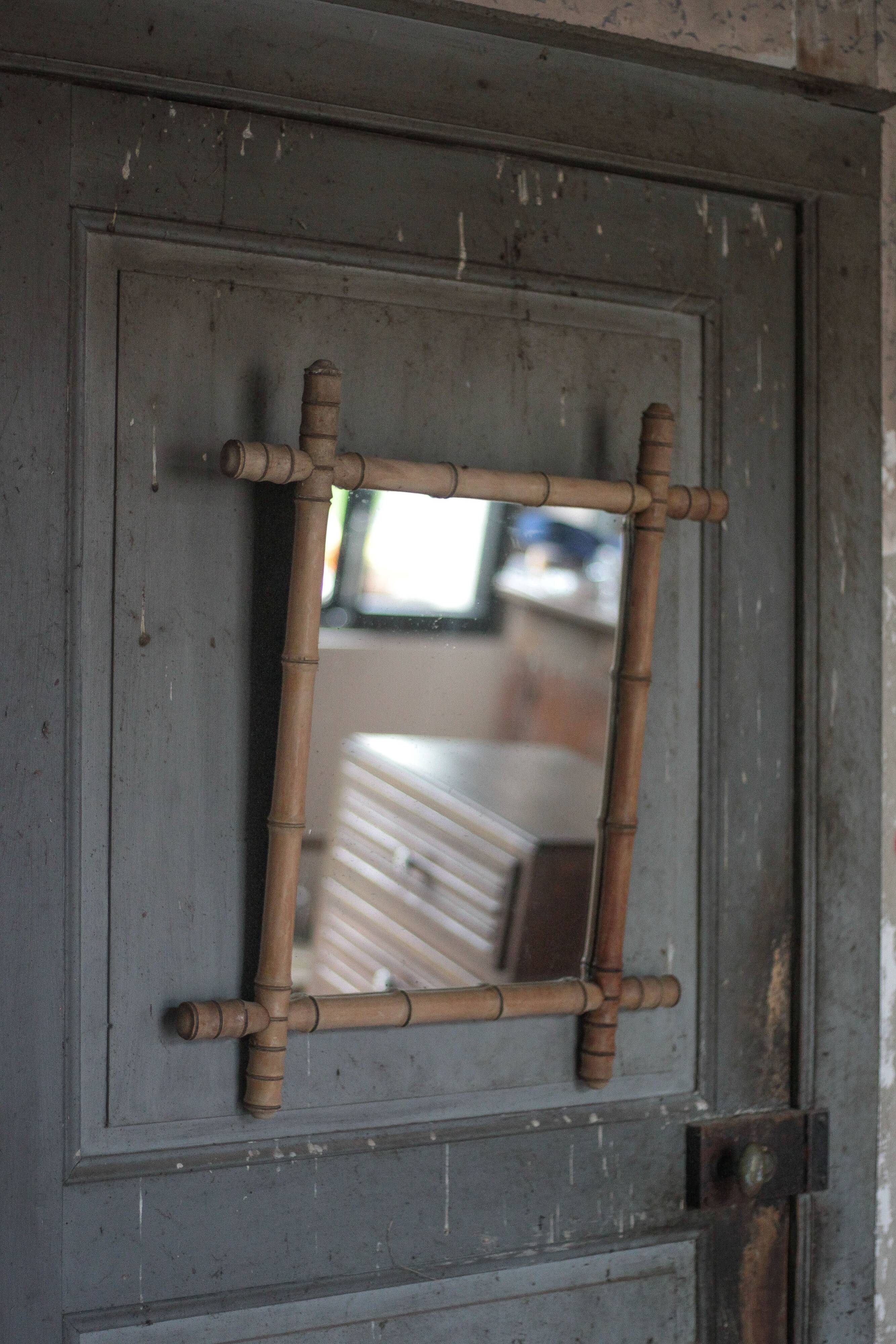 Bamboo imitation wood mirror, antique mirror, hanging mirror