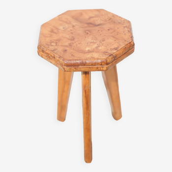 Tabouret vintage, tabouret bois, tabouret tripode , tabouret octogonal, porte-plante