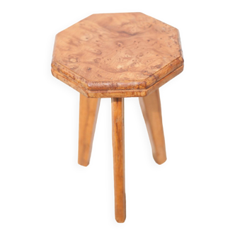 Tabouret vintage, tabouret bois, tabouret tripode , tabouret octogonal, porte-plante