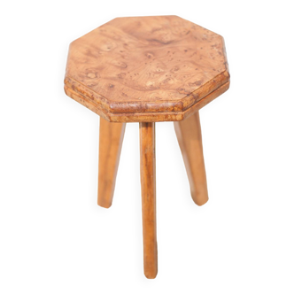 Vintage stool, wooden stool, tripod stool, octagonal stool, plant holder