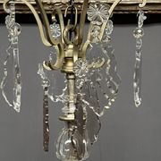 Antique French chandelier 170 cm with Louis XVI style chain in crystal.