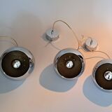 Set of 3 Benny Frandsen modular chrome pendant lights, Denmark 1970/80