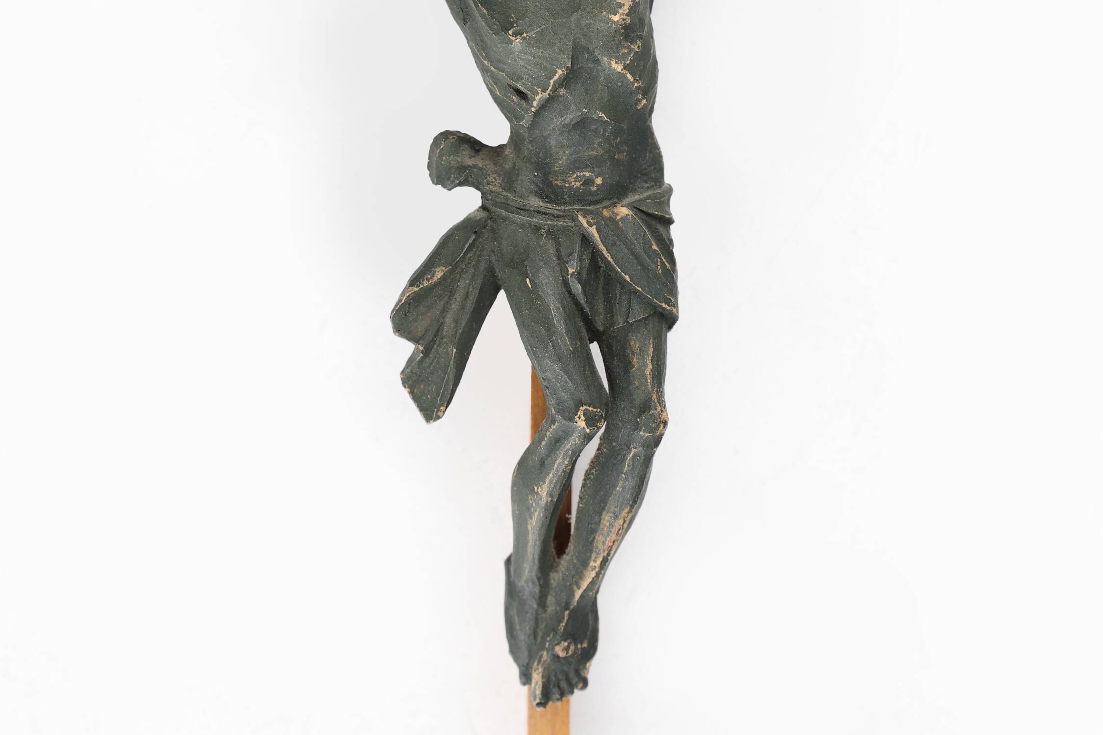 Antique realistic wooden crucifix, France ca. 1850