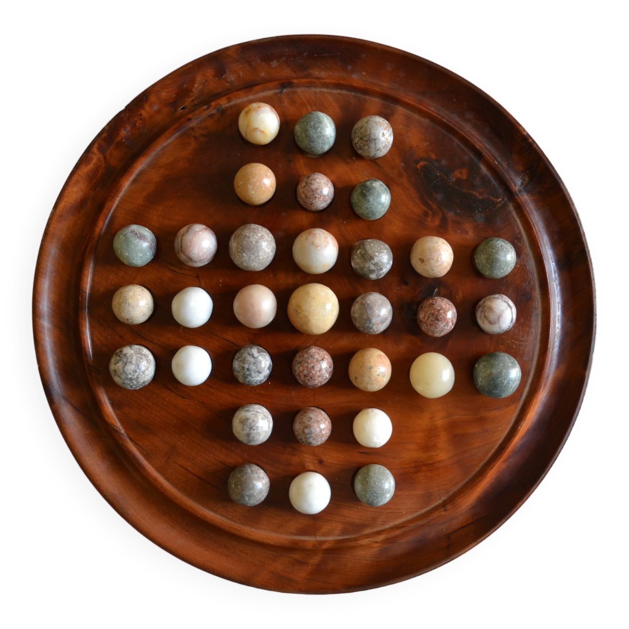 Solitaire game in exotic wood and semi-precious stones