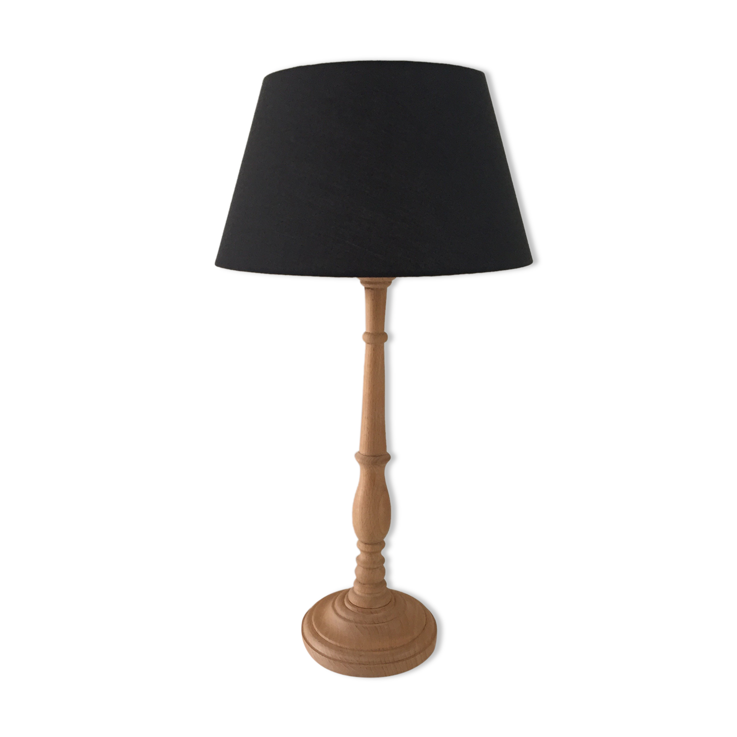 High lamp in vintage turned wood