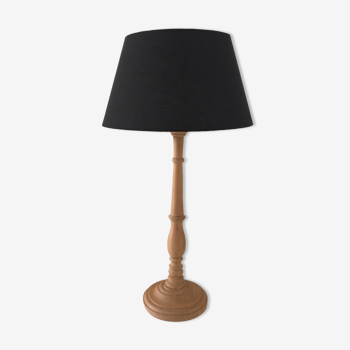 Lampe haute en bois tourné vintage