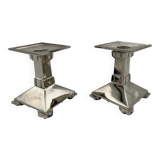 Art Deco Nickel-Plated Bronze Candlesticks, France, 1930, Set of 2