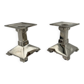 Bougeoirs en bronze nickelé Art Déco, France, 1930, ensemble de 2