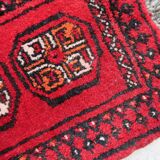 Tapis vintage fait main Ersari – 24 x 30 cm – Rouge éclatant - 1C968