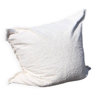 Handmade pouf cover - 140 x 140 cm - White - Recycled cotton
