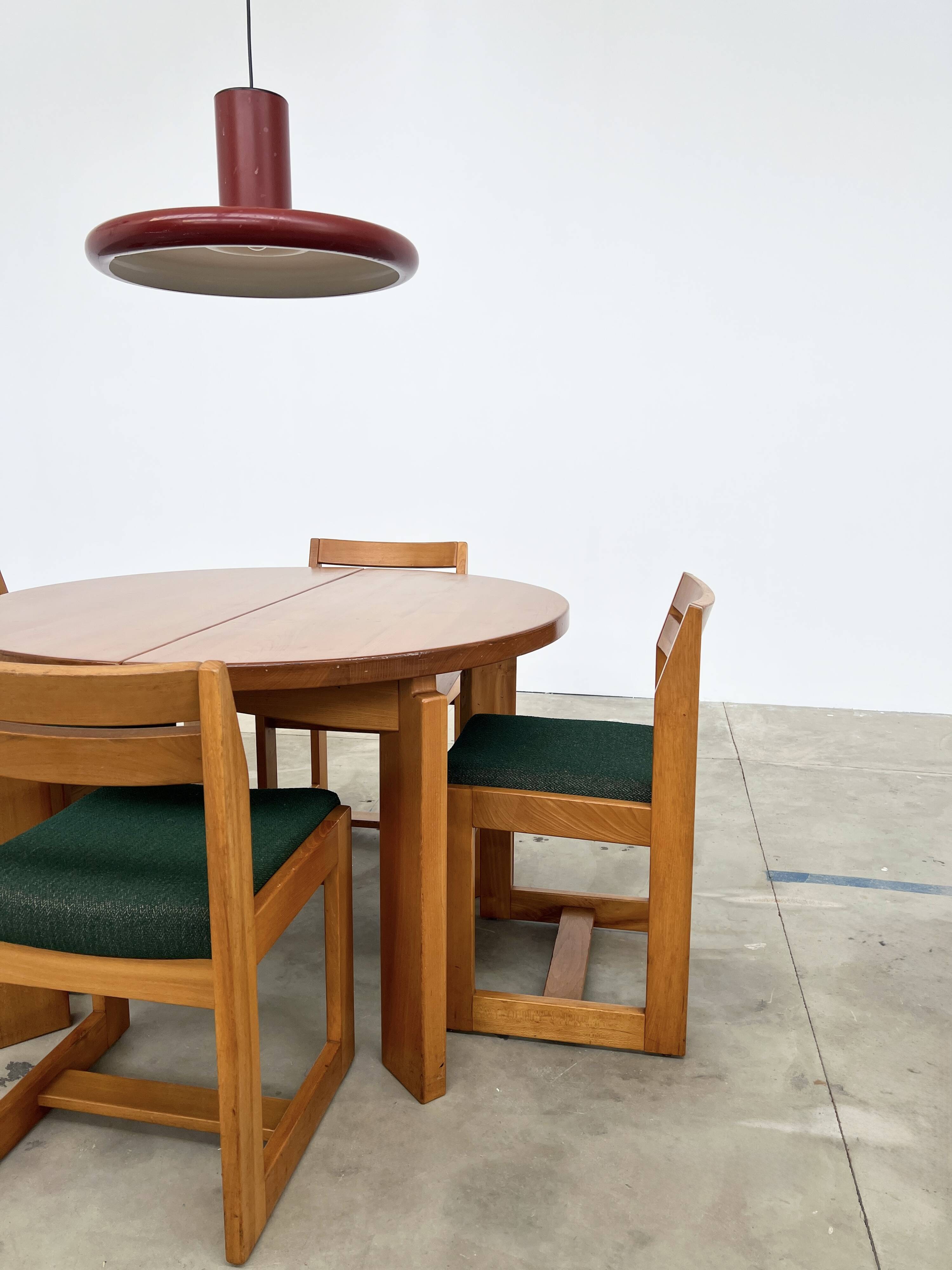 Set of 4 Maison Regain Vintage Chairs – Brutalist Solid Elm