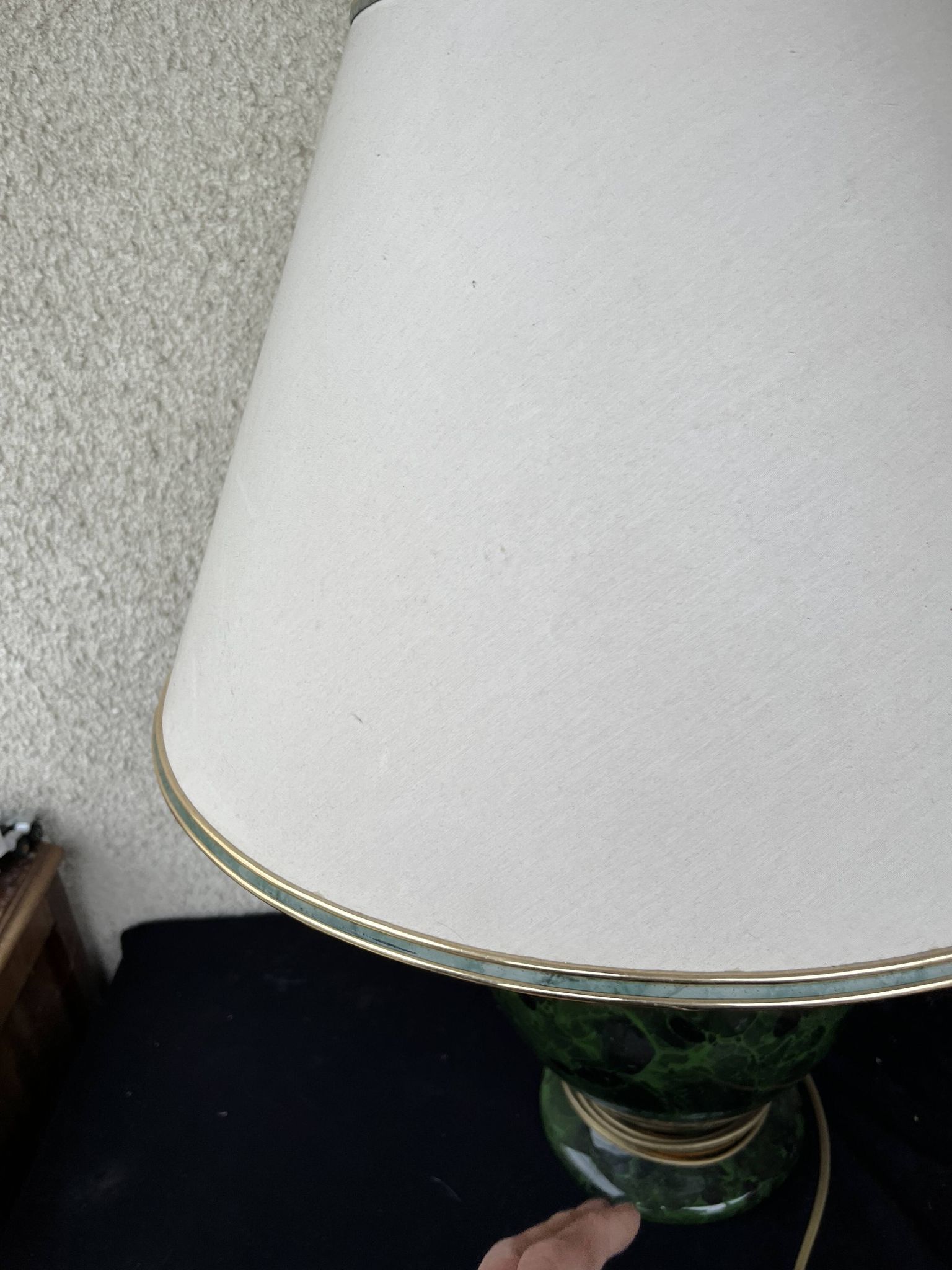 Ceramic Table Lamp with White Shade and Green Marble Effect Base