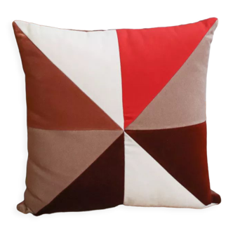 Coussin velours rouge et camel